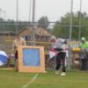 25-Jamey McNally of the Patten Slingers doesn't get cheated on his swings at the dish
