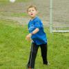 001-This year's honorary Make a Wish kid. Warming up for his ceremonial first pitch